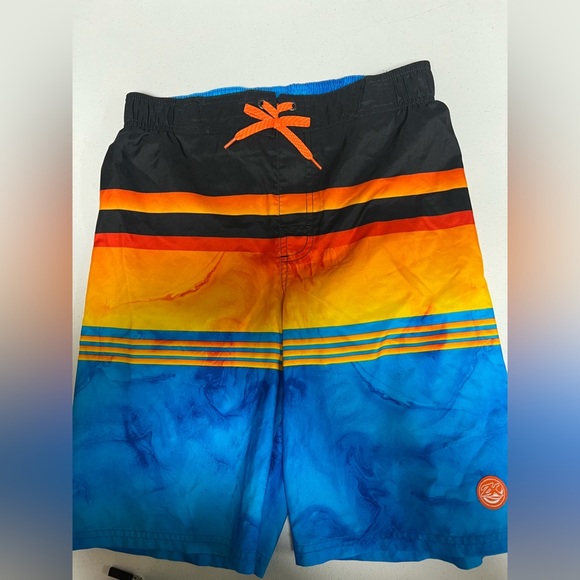 ZERO X POSUR BOYS ABOVE THE KNEE STRIPPED SHORTS SWIMMING TRUNKS. 
LARGE 14-16 - Picture 11 of 11